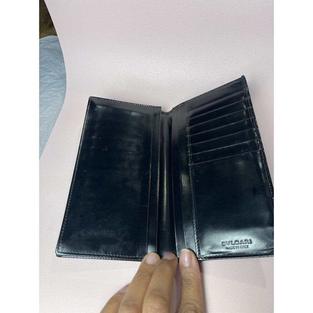 BVLGARI Black Leather Long Wallet Card Holder Organizer Made in Italy - Picture 7 of 7